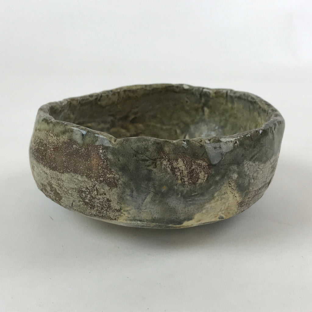 Japanese Ceramic Green Tea Bowl Vtg Rustic Green Matcha Chawan Sado GTB992