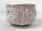 Japanese Ceramic Green Tea Bowl Vtg Shino Ware White Orange Pink Chawan CHB26