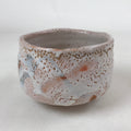 Japanese Ceramic Green Tea Bowl Vtg Shino Ware White Orange Pink Chawan CHB26