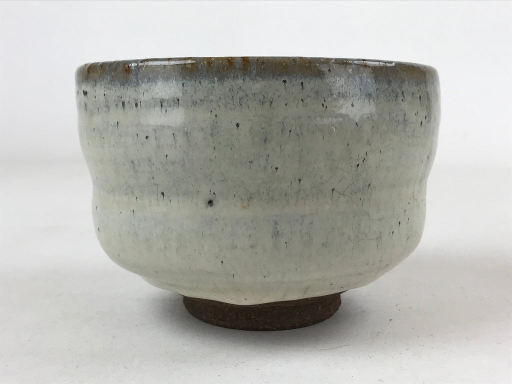 Japanese Ceramic Green Tea Bowl Vtg White Glaze Red Clay Matcha Chawan CHB18