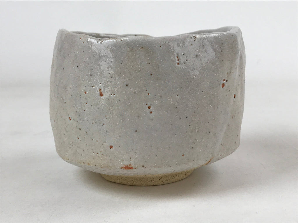Japanese Ceramic Green Tea Bowl Vtg White Mino Ware Matcha Chawan CHB5
