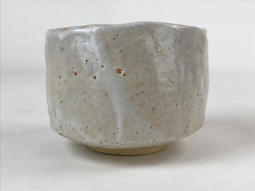 Japanese Ceramic Green Tea Bowl Vtg White Mino Ware Matcha Chawan CHB5