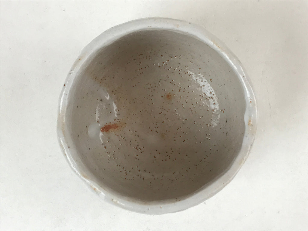 Japanese Ceramic Green Tea Bowl Vtg White Mino Ware Matcha Chawan CHB5