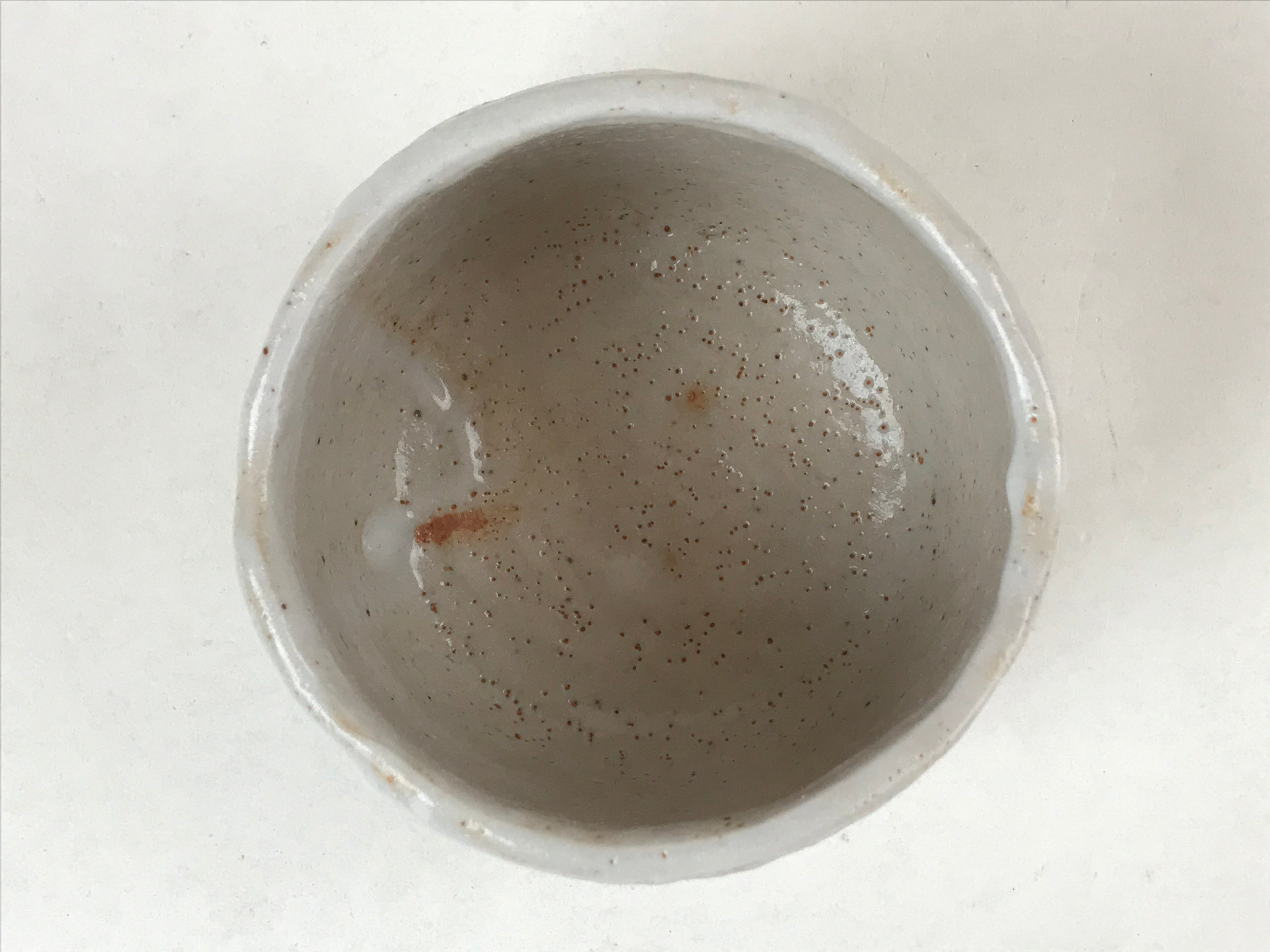 Japanese Ceramic Green Tea Bowl Vtg White Mino Ware Matcha Chawan CHB5