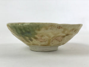 Japanese Ceramic Green Tea Bowl Vtg Yellow Crackled Glaze Matcha Chawan GTB993