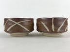Japanese Ceramic Green Tea Ceremony Bowl 2pc Set Pottery Matcha Brown Chawan PX6