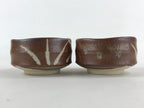 Japanese Ceramic Green Tea Ceremony Bowl 2pc Set Pottery Matcha Brown Chawan PX6