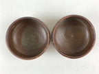 Japanese Ceramic Green Tea Ceremony Bowl 2pc Set Pottery Matcha Brown Chawan PX6