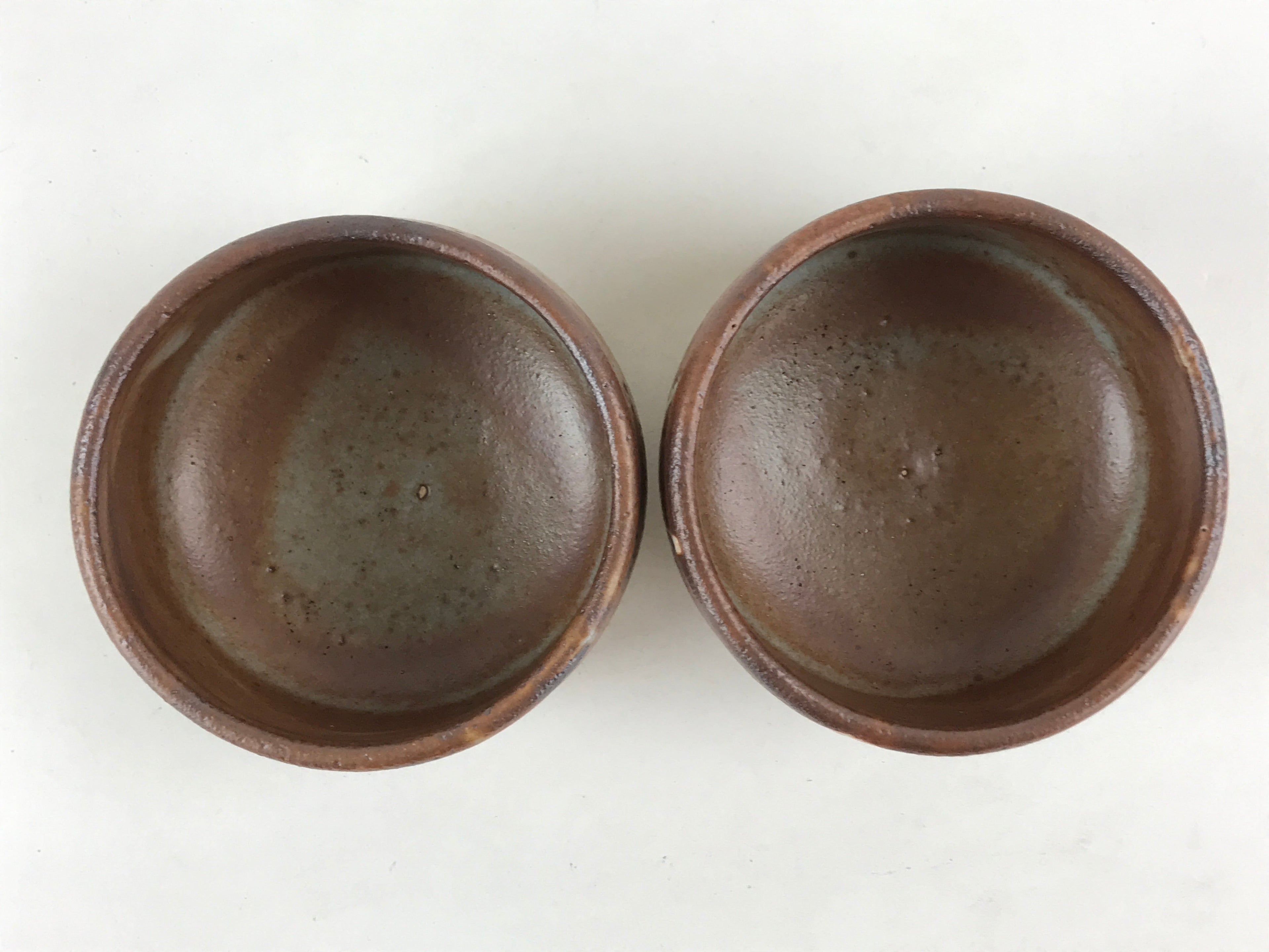 Japanese Ceramic Green Tea Ceremony Bowl 2pc Set Pottery Matcha Brown Chawan PX6