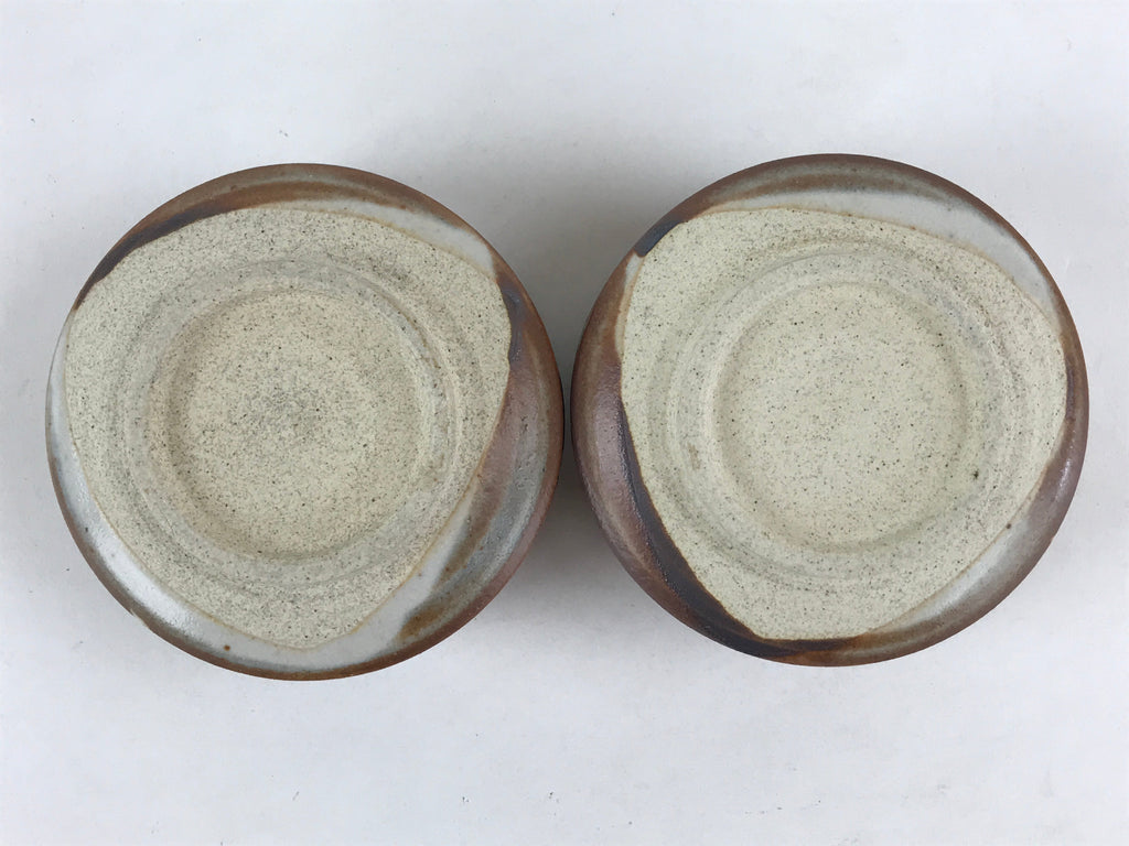 Japanese Ceramic Green Tea Ceremony Bowl 2pc Set Pottery Matcha Brown Chawan PX6