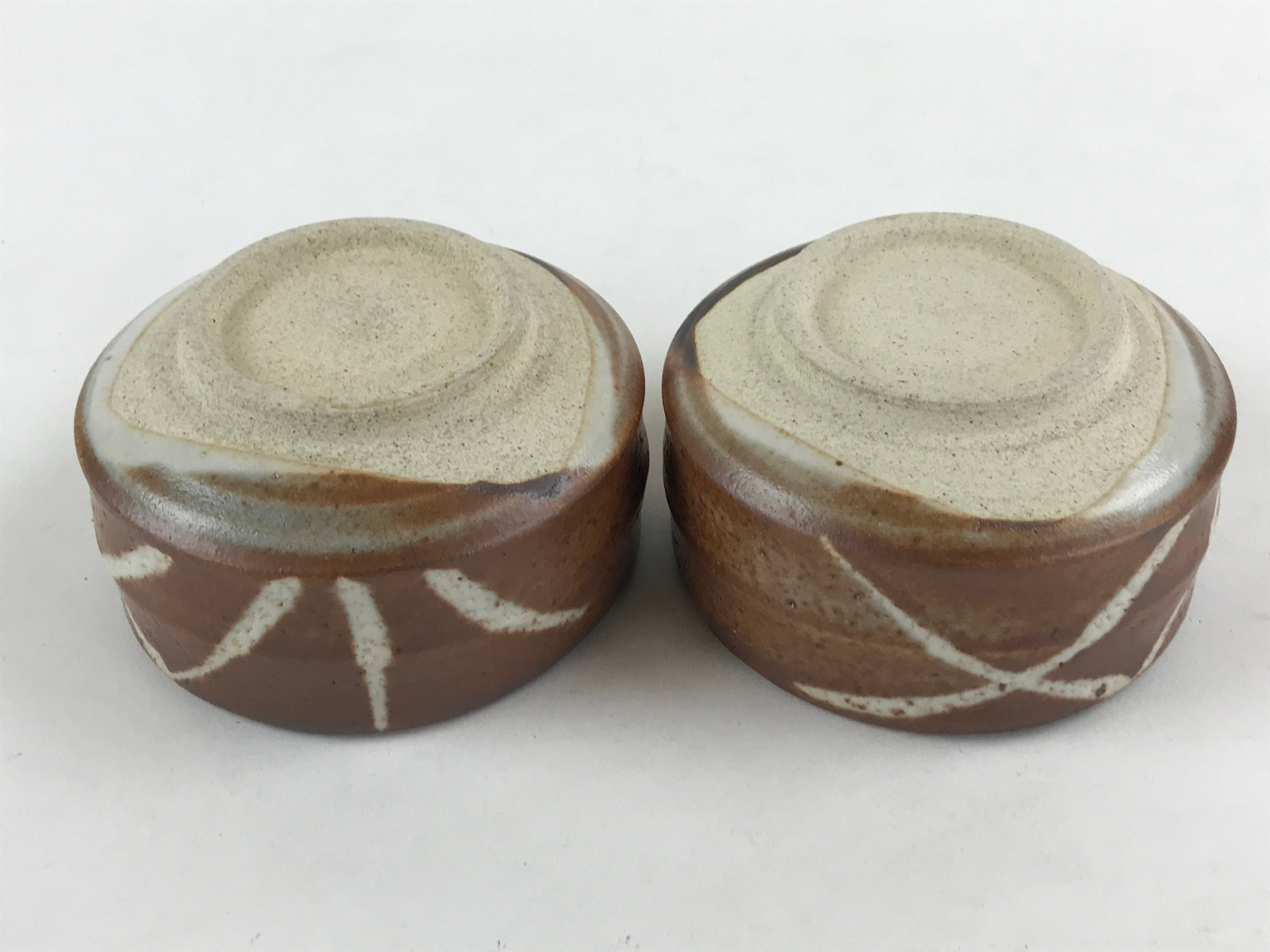 Japanese Ceramic Green Tea Ceremony Bowl 2pc Set Pottery Matcha Brown Chawan PX6