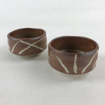 Japanese Ceramic Green Tea Ceremony Bowl 2pc Set Pottery Matcha Brown Chawan PX6