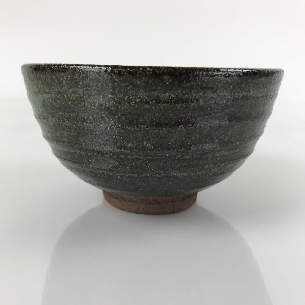 Japanese Ceramic Green Tea Ceremony Bowl Chawan Dark Brown Green Speckle CHB29