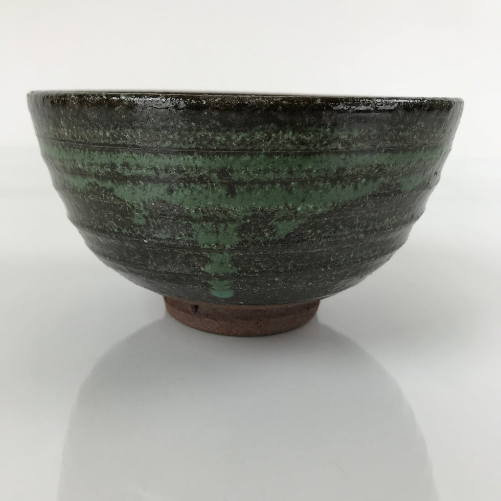 Japanese Ceramic Green Tea Ceremony Bowl Chawan Dark Brown Green Speckle CHB29
