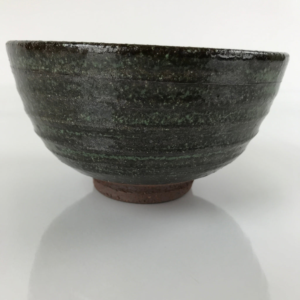 Japanese Ceramic Green Tea Ceremony Bowl Chawan Dark Brown Green Speckle CHB29