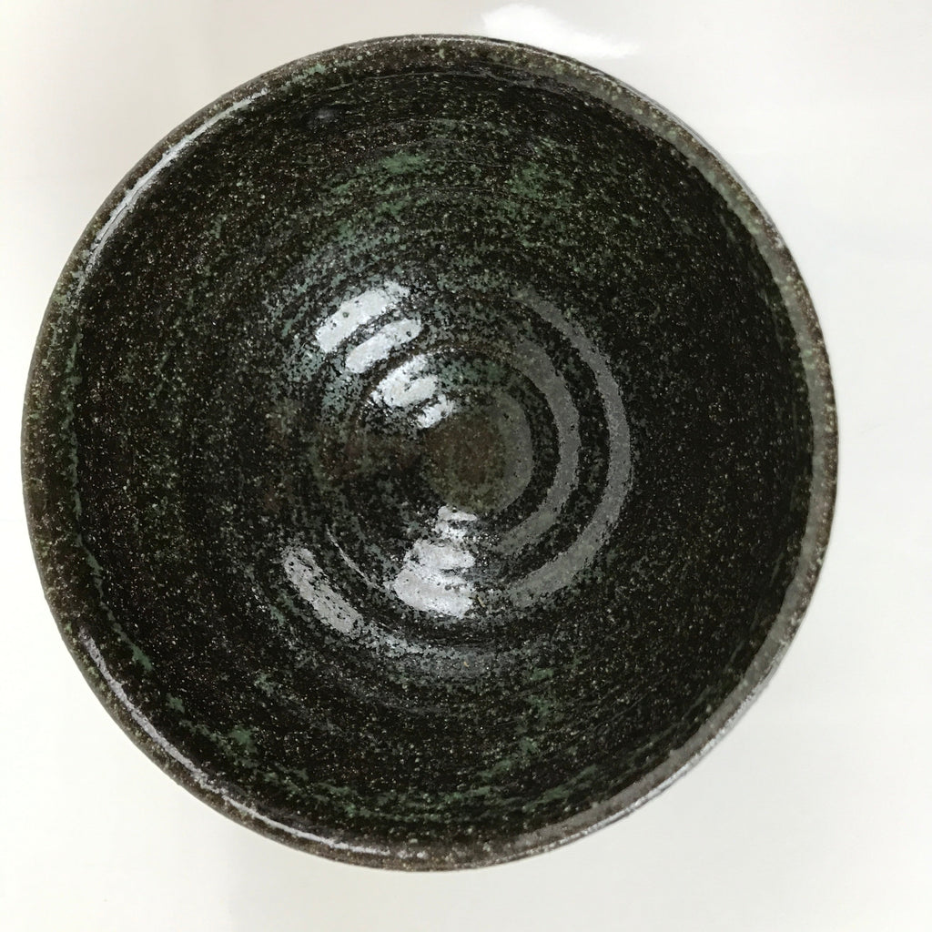 Japanese Ceramic Green Tea Ceremony Bowl Chawan Dark Brown Green Speckle CHB29
