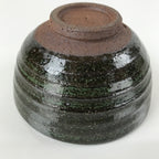 Japanese Ceramic Green Tea Ceremony Bowl Chawan Dark Brown Green Speckle CHB29