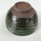 Japanese Ceramic Green Tea Ceremony Bowl Chawan Dark Brown Green Speckle CHB29