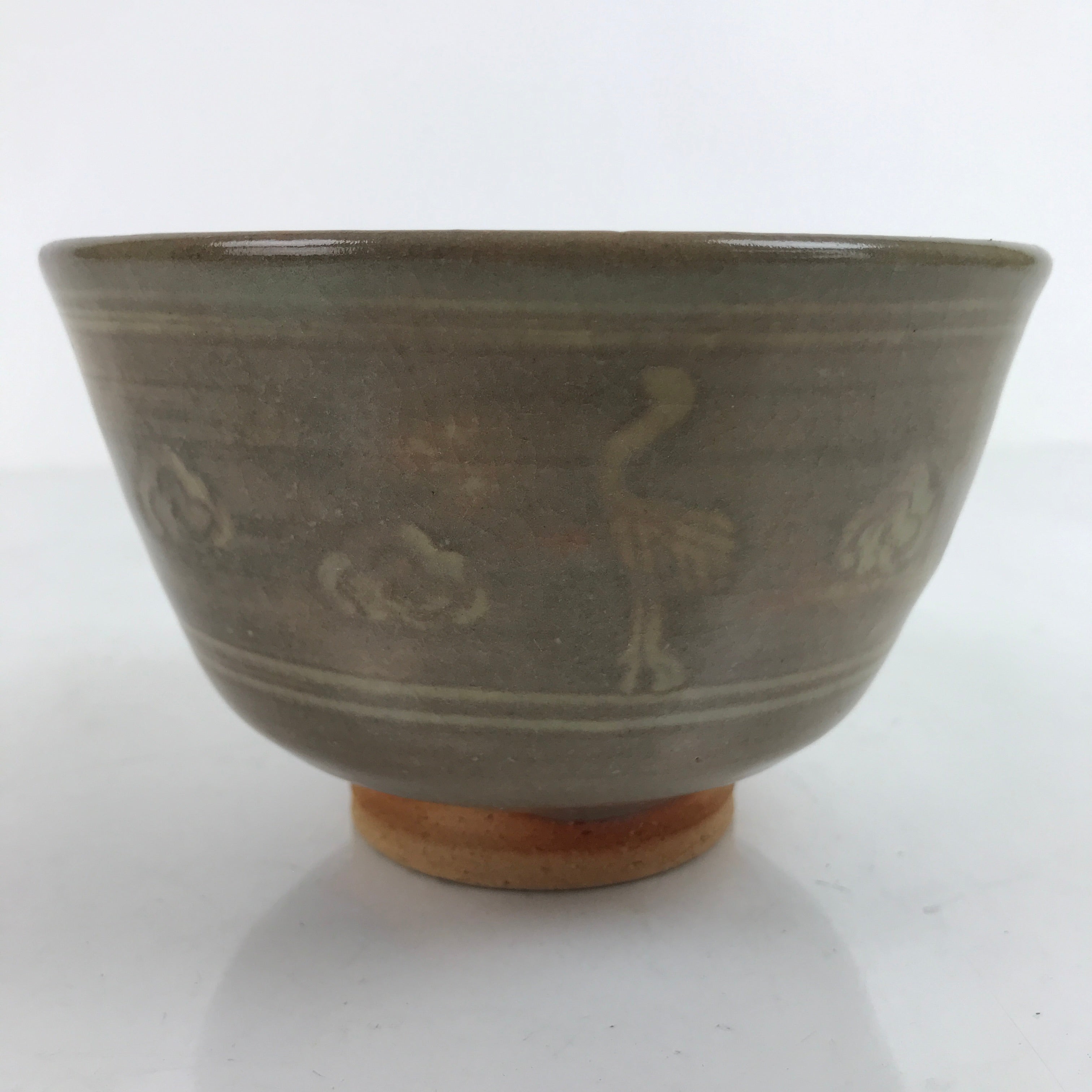 Japanese Ceramic Green Tea Ceremony Bowl Matcha Chawan Ducks Brown Pottery CHB52