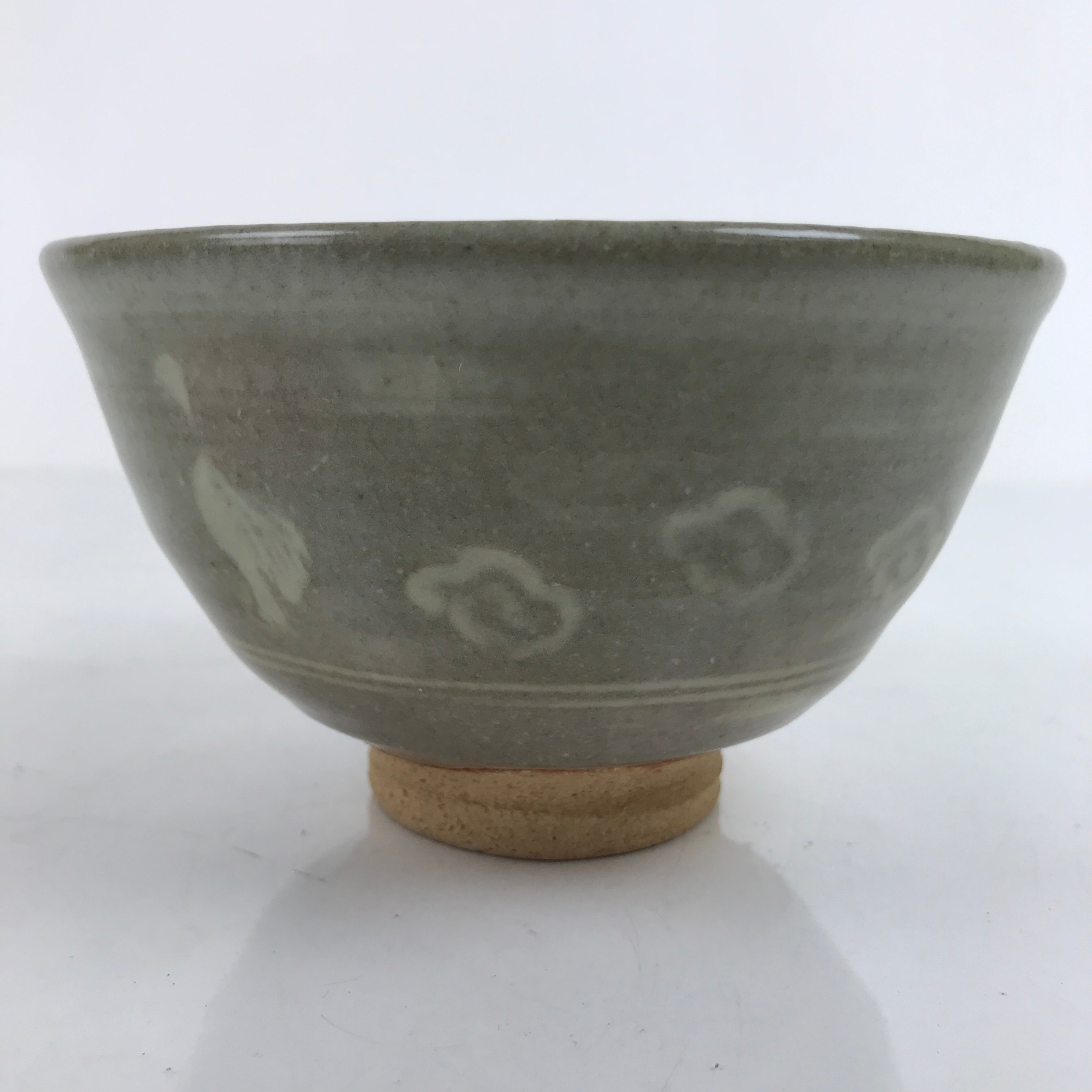 Japanese Ceramic Green Tea Ceremony Bowl Matcha Chawan Vtg Ducks Green CHB47