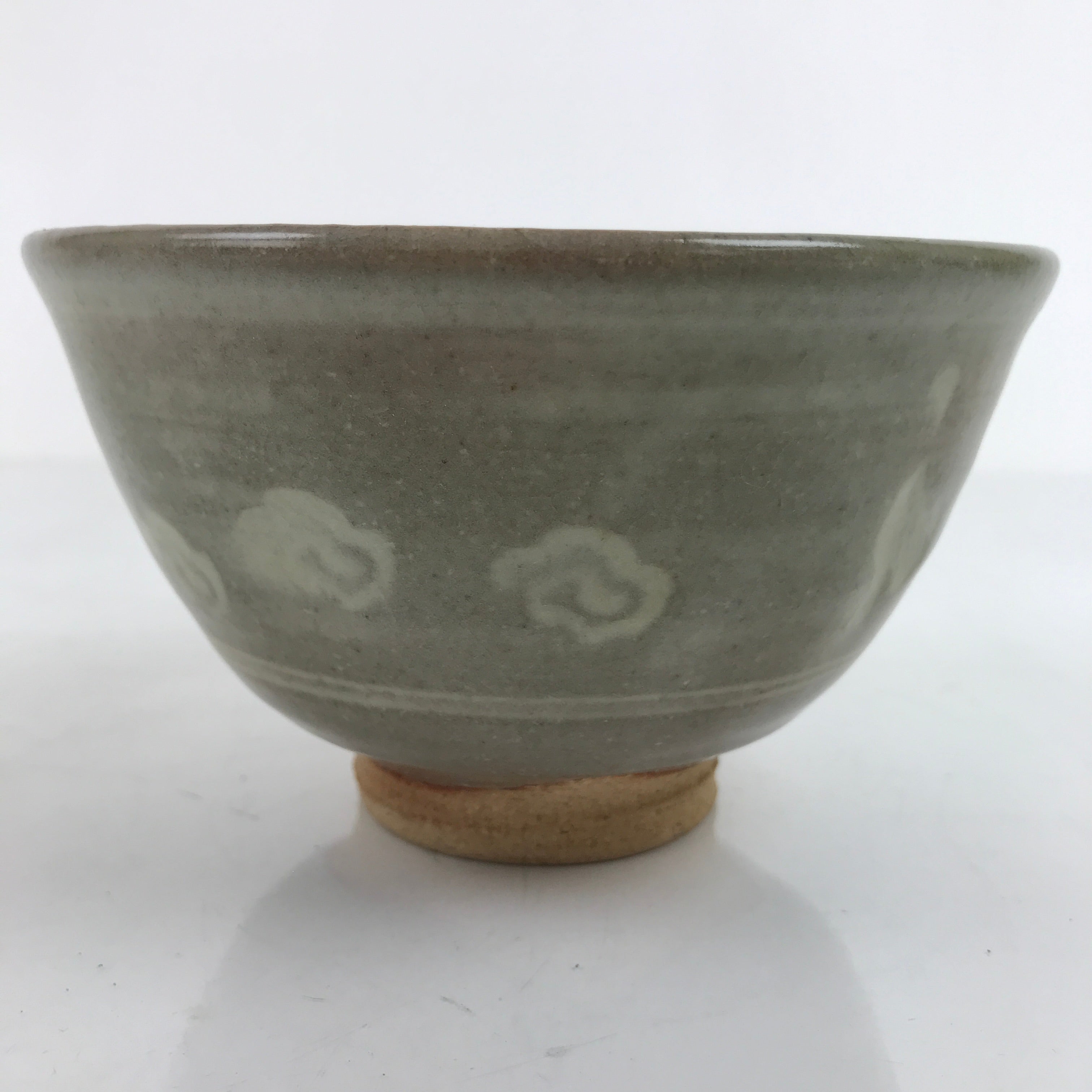 Japanese Ceramic Green Tea Ceremony Bowl Matcha Chawan Vtg Ducks Green CHB47