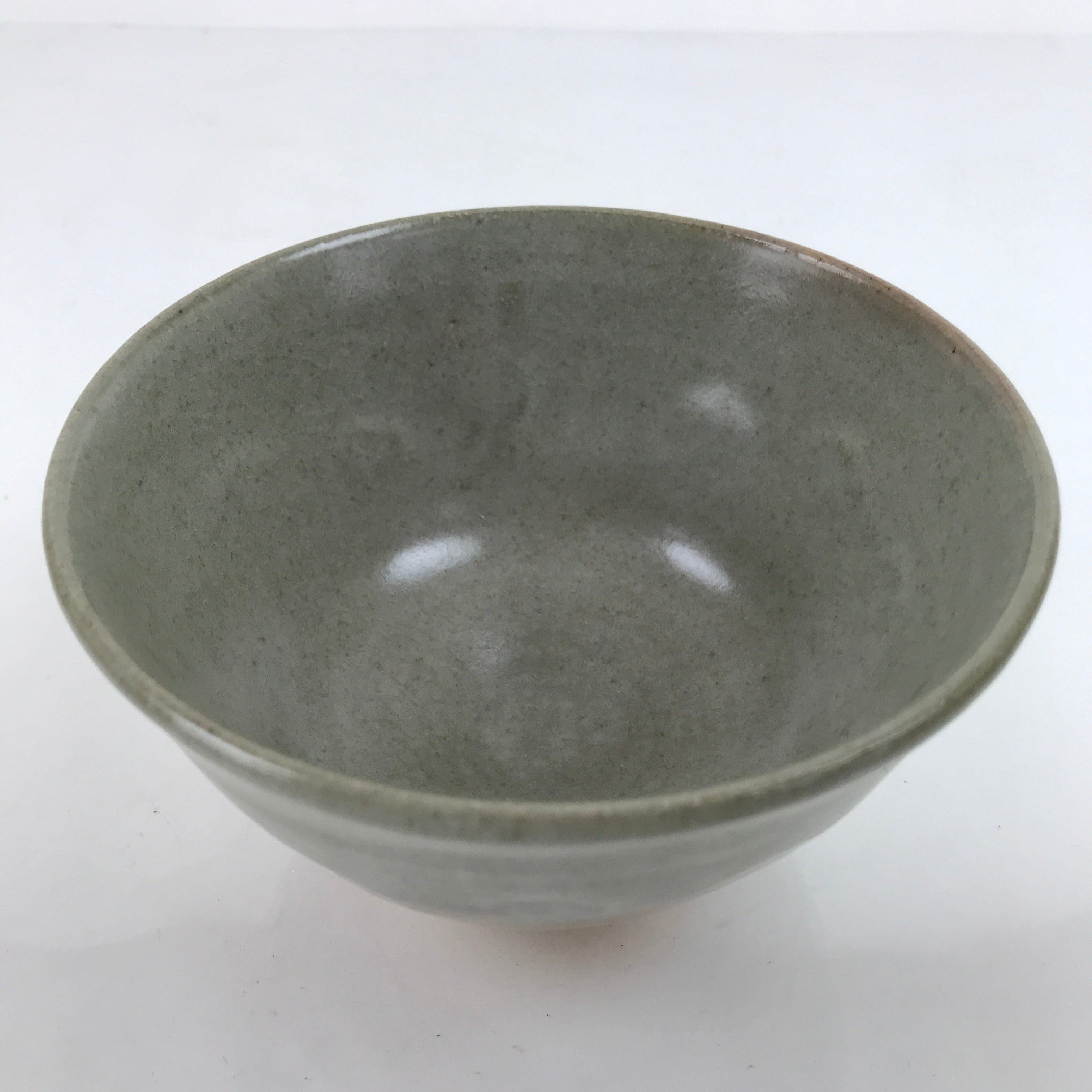 Japanese Ceramic Green Tea Ceremony Bowl Matcha Chawan Vtg Ducks Green CHB47