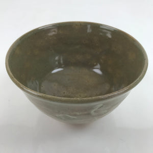 Japanese Ceramic Green Tea Ceremony Bowl Matcha Chawan Vtg Ducks Green CHB50