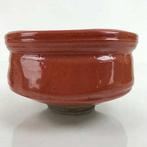 Japanese Ceramic Green Tea Ceremony Bowl Matcha Chawan Vtg Glossy Red CHB45