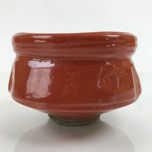 Japanese Ceramic Green Tea Ceremony Bowl Matcha Chawan Vtg Glossy Red CHB45