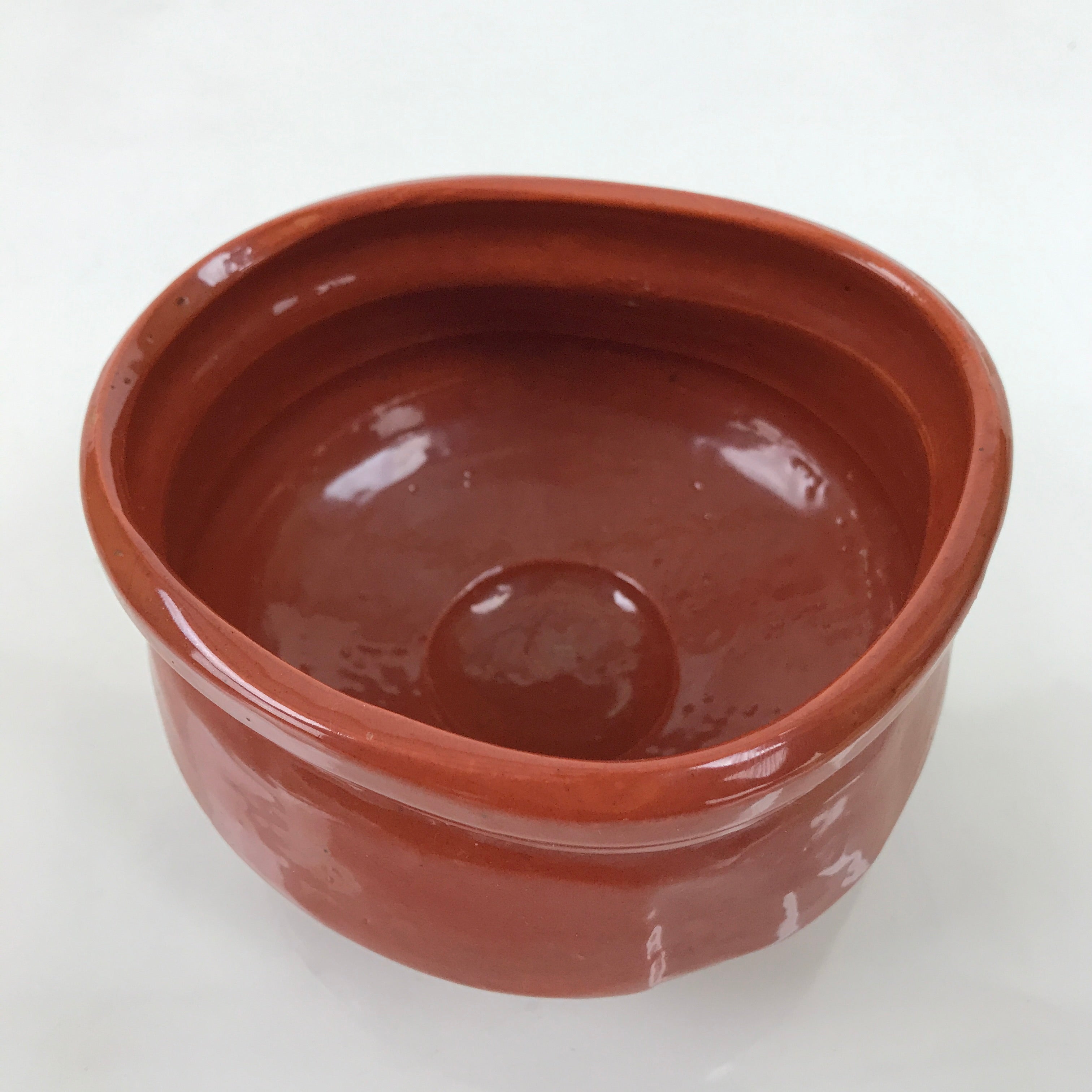 Japanese Ceramic Green Tea Ceremony Bowl Matcha Chawan Vtg Glossy Red CHB45