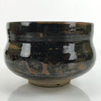 Japanese Ceramic Green Tea Ceremony Bowl Matcha Chawan Vtg Seto Ware Black CHB41