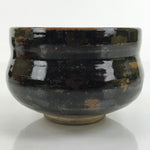 Japanese Ceramic Green Tea Ceremony Bowl Matcha Chawan Vtg Seto Ware Black CHB41