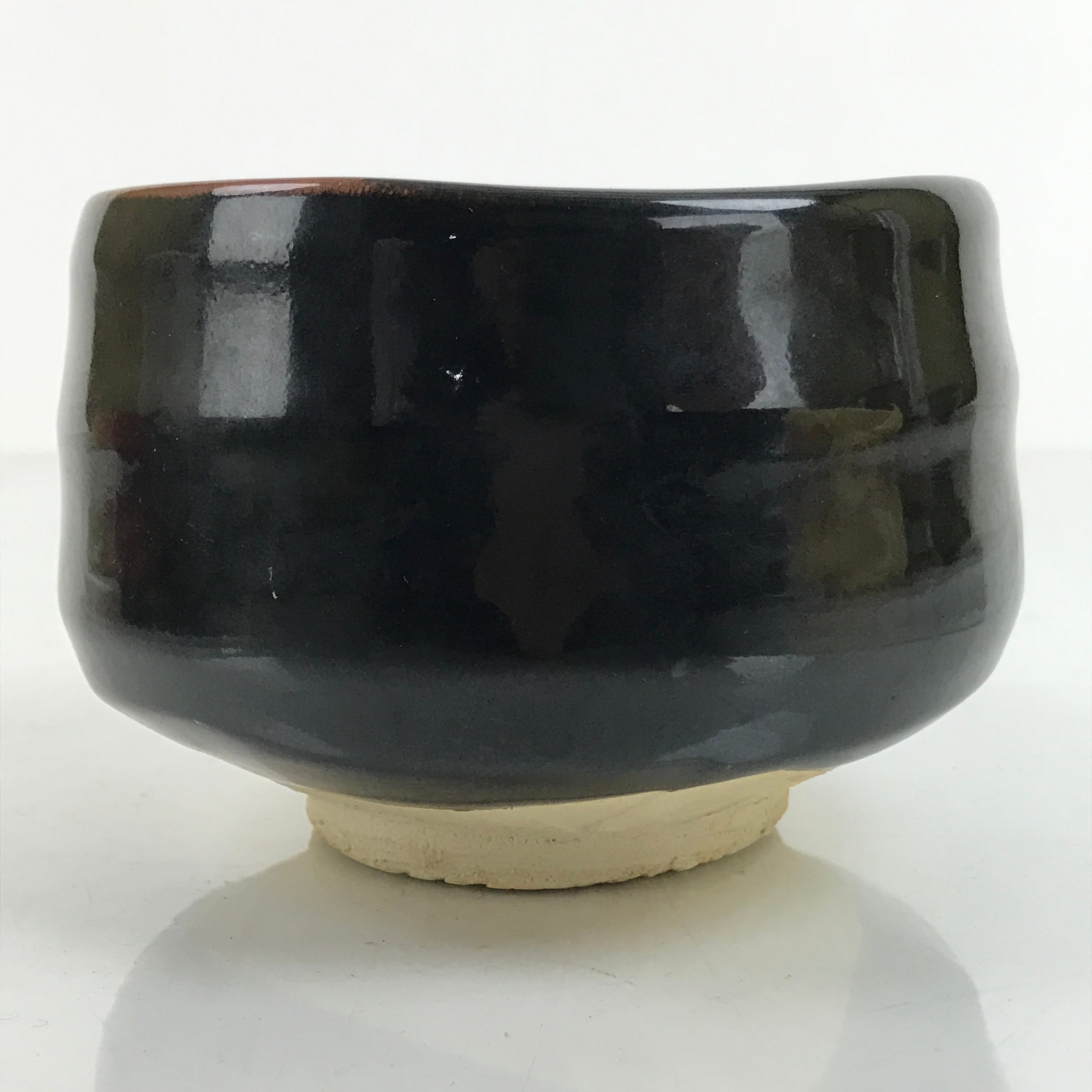 Japanese Ceramic Green Tea Ceremony Bowl Matcha Chawan Vtg Seto Ware Black CHB42