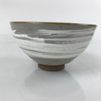 Japanese Ceramic Green Tea Ceremony Bowl Matcha Chawan Wannari Gray White CHB31