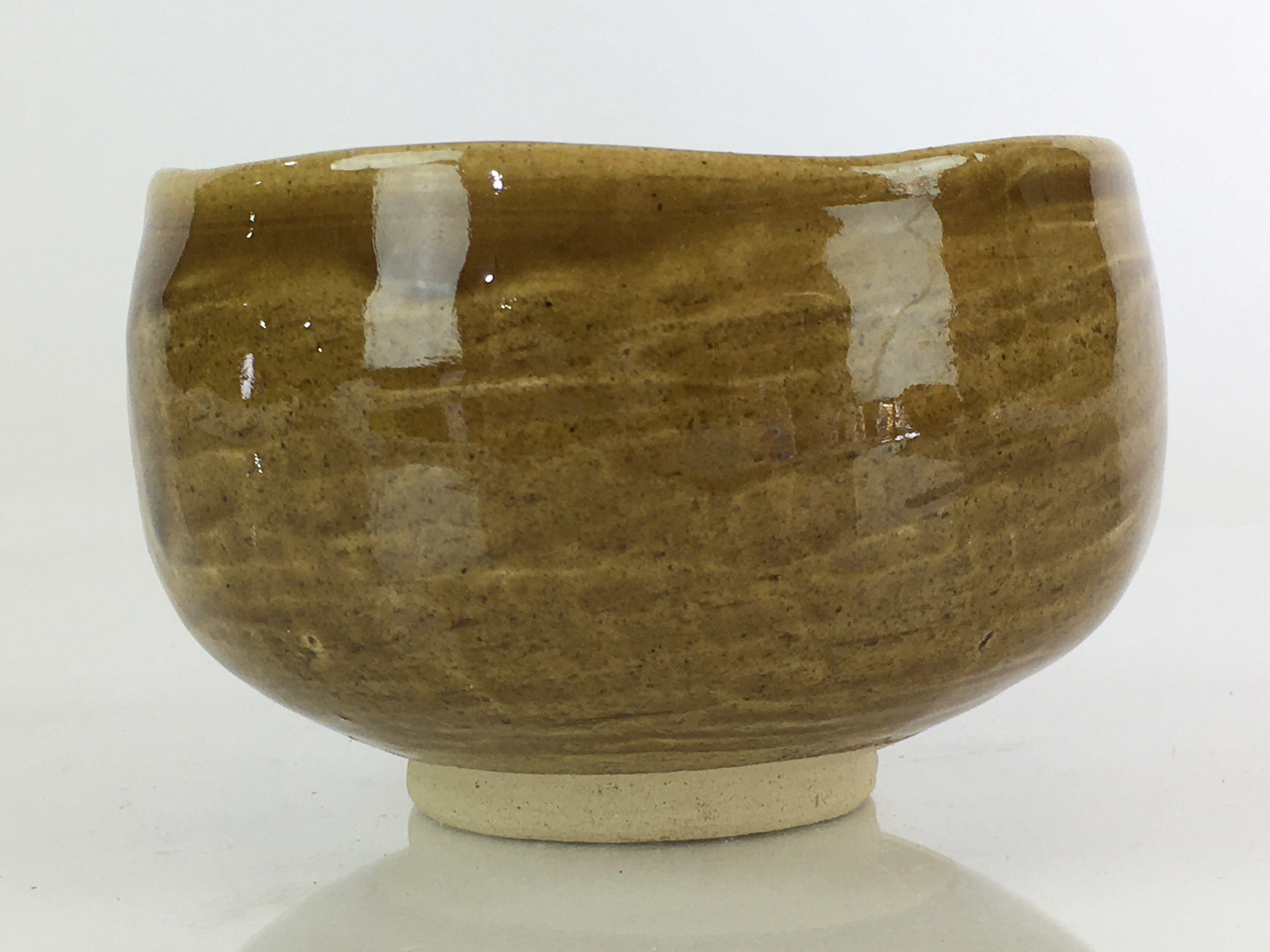 Japanese Ceramic Green Tea Ceremony Bowl Vtg Chawan Brown Glaze Pottery GTB952