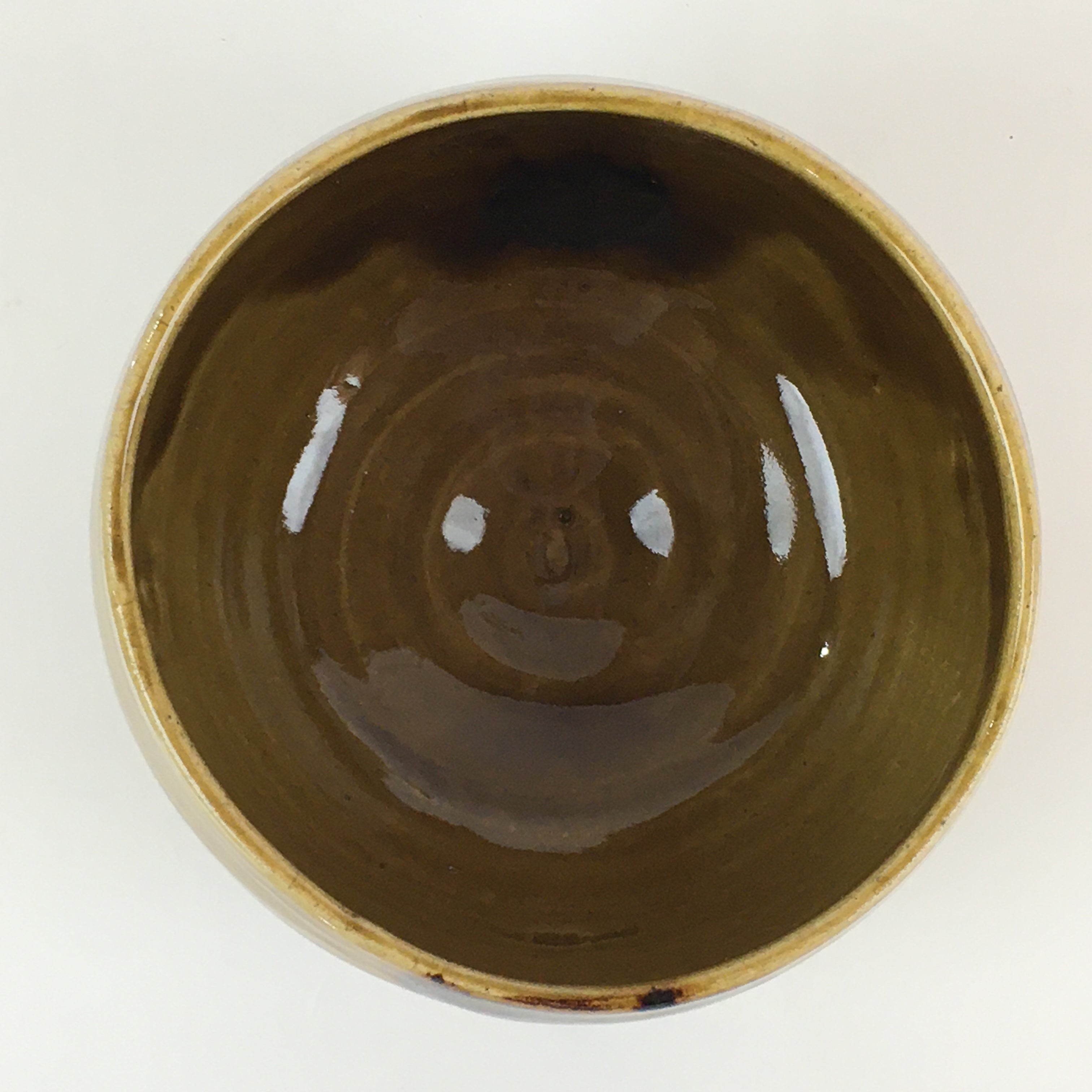 Japanese Ceramic Green Tea Ceremony Bowl Vtg Chawan Brown Glaze Pottery GTB952