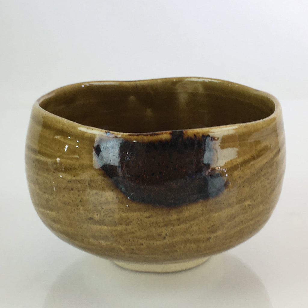 Japanese Ceramic Green Tea Ceremony Bowl Vtg Chawan Brown Glaze Pottery GTB952