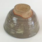 Japanese Ceramic Green Tea Ceremony Bowl Vtg Chawan Crane Pottery Gray GTB940