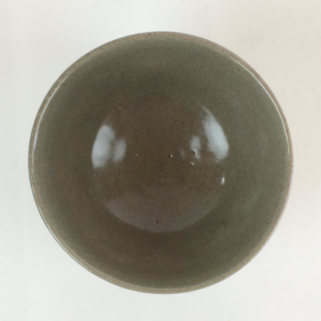 Japanese Ceramic Green Tea Ceremony Bowl Vtg Chawan Crane Pottery Gray GTB940