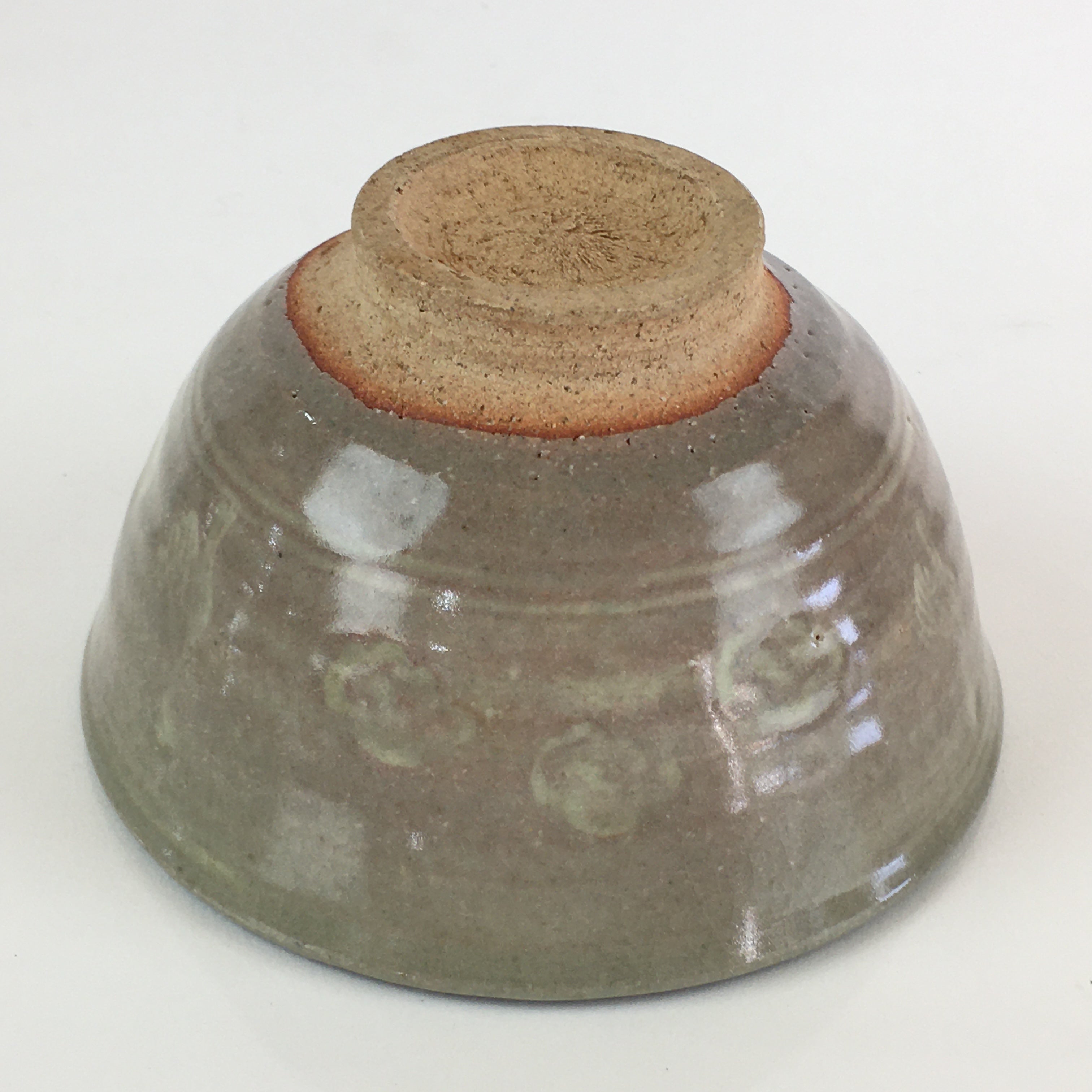 Japanese Ceramic Green Tea Ceremony Bowl Vtg Chawan Crane Pottery Gray GTB940