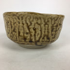 Japanese Ceramic Green Tea Ceremony Bowl Vtg Chawan Yellow Brown Pottery GTB864