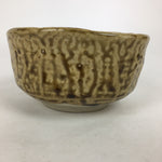 Japanese Ceramic Green Tea Ceremony Bowl Vtg Chawan Yellow Brown Pottery GTB864