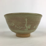 Japanese Ceramic Green Tea Ceremony Bowl Vtg Matcha Chawan Crane Pottery GTB900