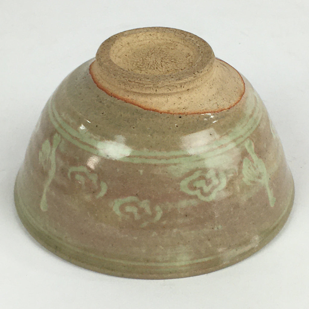 Japanese Ceramic Green Tea Ceremony Bowl Vtg Matcha Chawan Crane Pottery GTB900