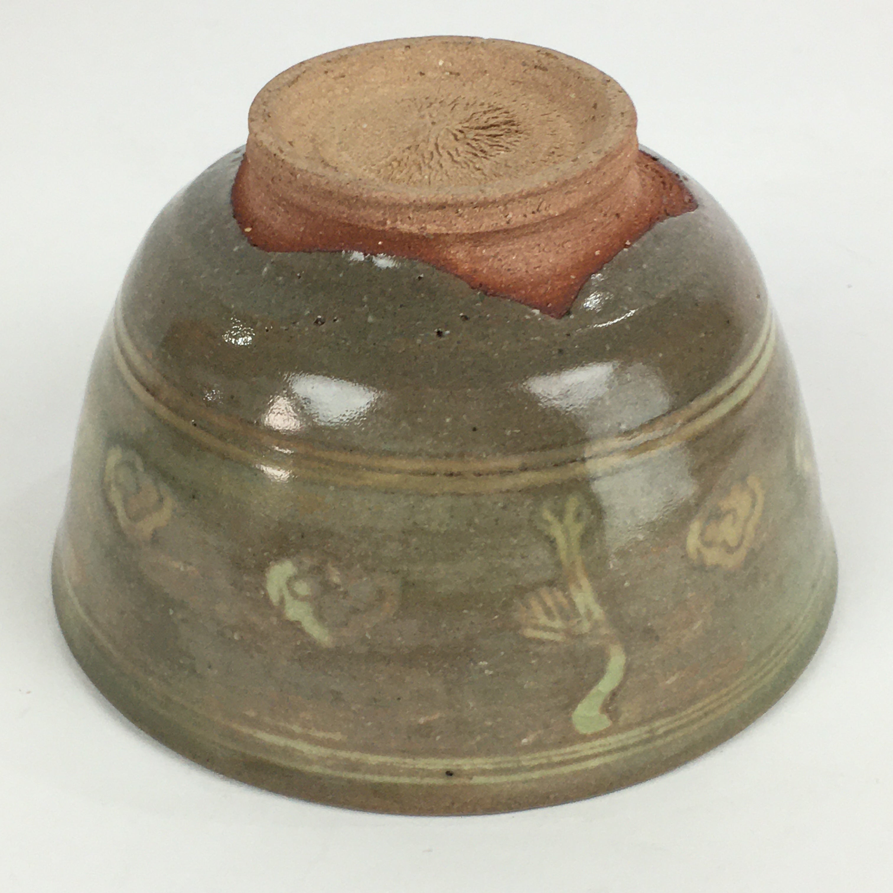 Japanese Ceramic Green Tea Ceremony Bowl Vtg Matcha Chawan Crane Pottery GTB912