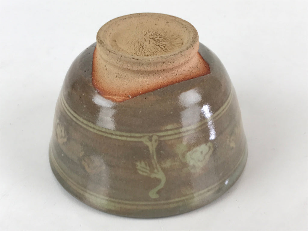 Japanese Ceramic Green Tea Ceremony Bowl Vtg Matcha Chawan Crane Pottery GTB960
