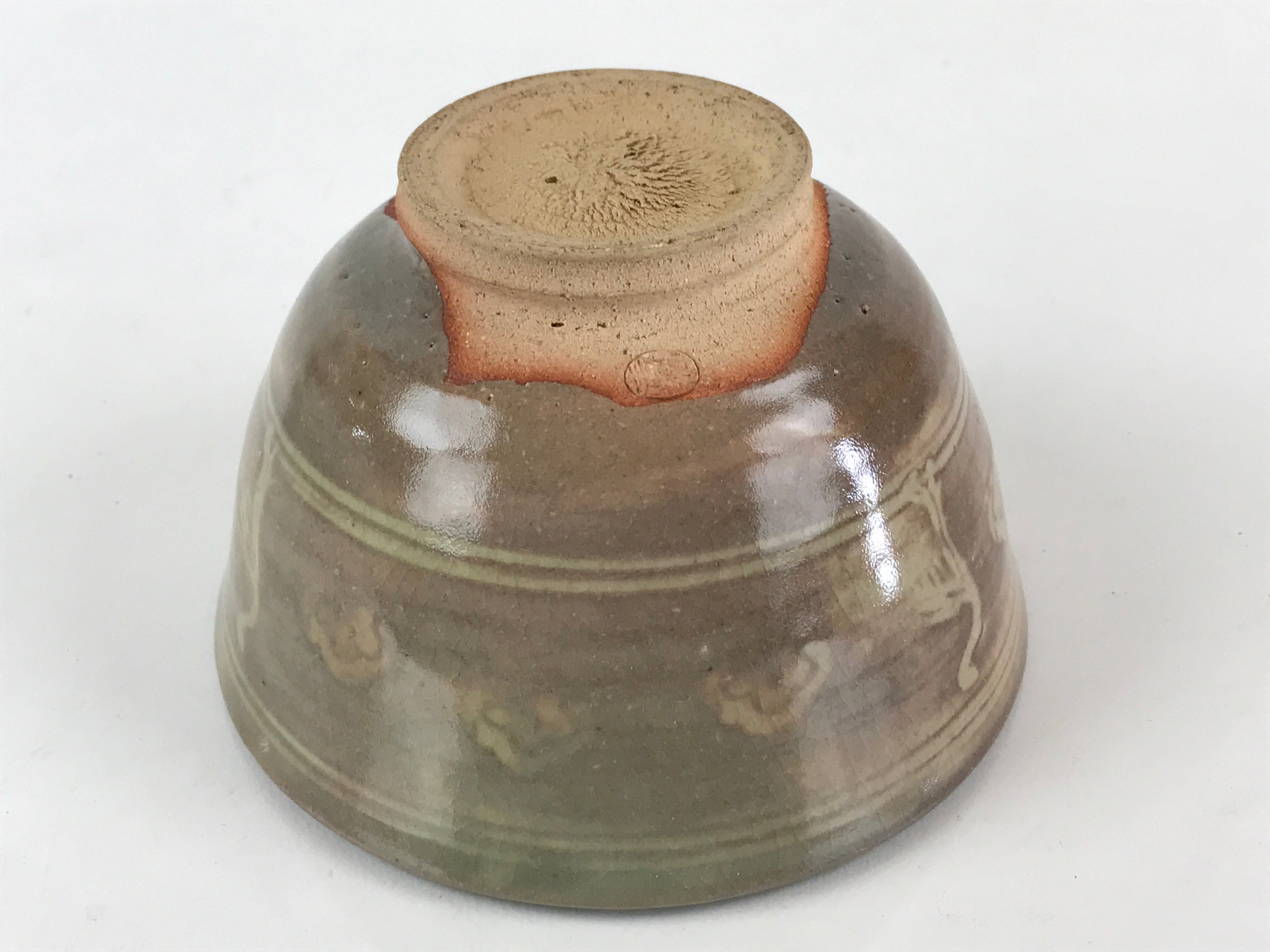 Japanese Ceramic Green Tea Ceremony Bowl Vtg Matcha Chawan Crane Pottery GTB960