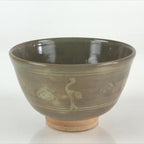 Japanese Ceramic Green Tea Ceremony Bowl Vtg Matcha Chawan Crane Pottery GTB960