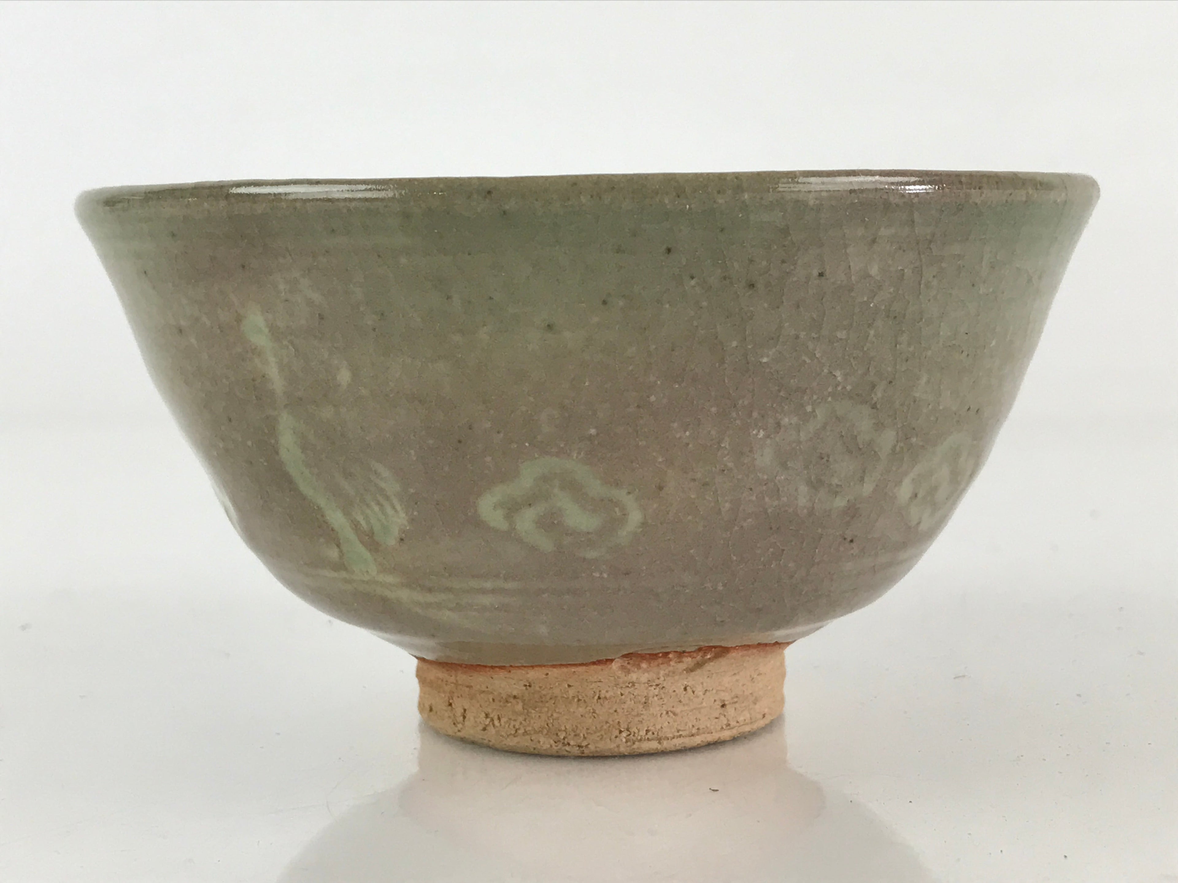 Japanese Ceramic Green Tea Ceremony Bowl Vtg Matcha Chawan Crane Pottery GTB970