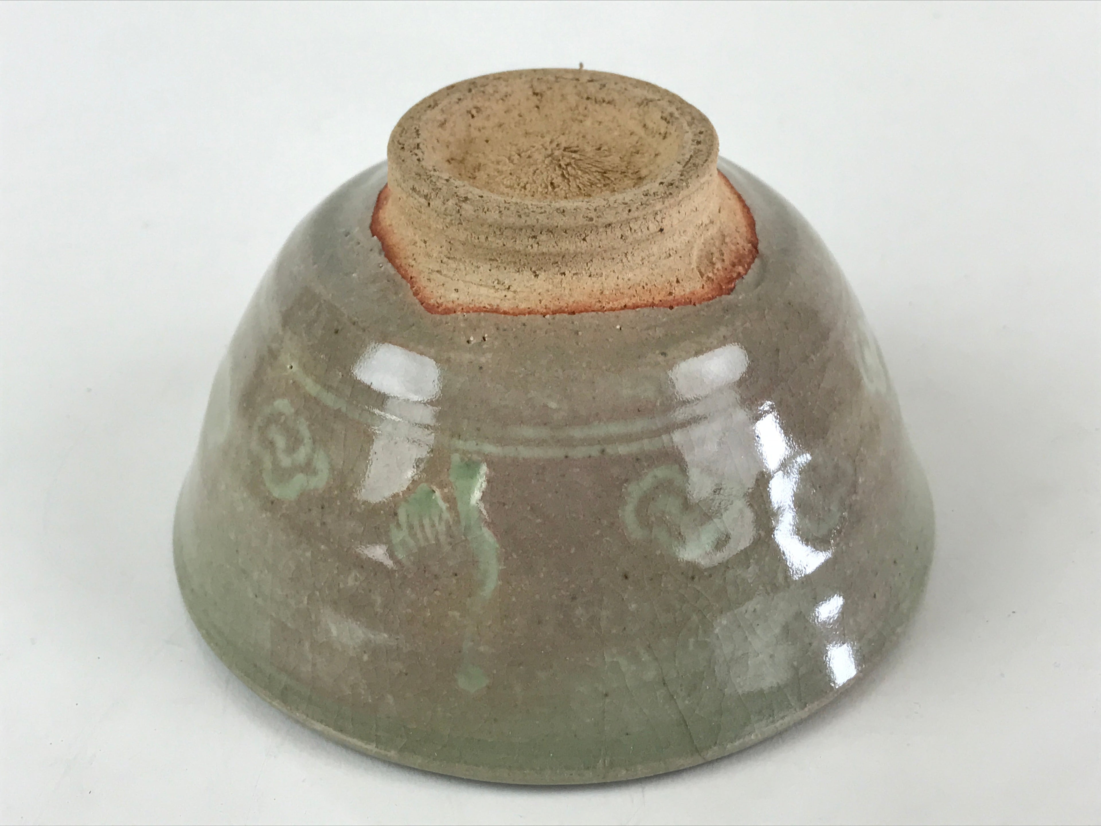 Japanese Ceramic Green Tea Ceremony Bowl Vtg Matcha Chawan Crane Pottery GTB970